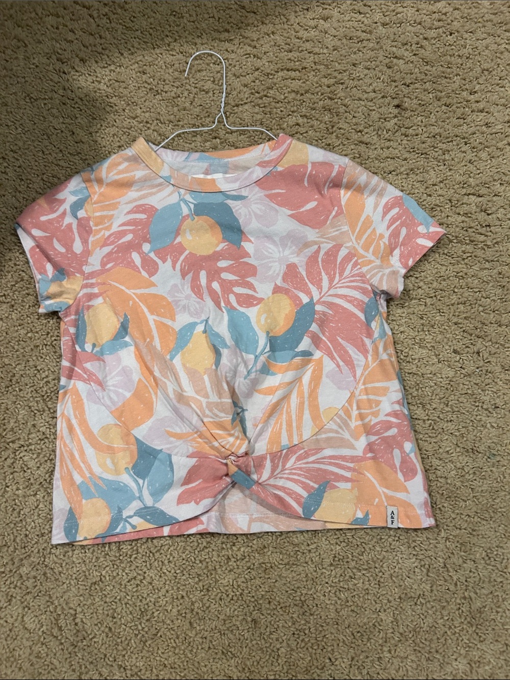 abercrombie kids Tropical Knot-Front Tee - Coral, Peach & Teal